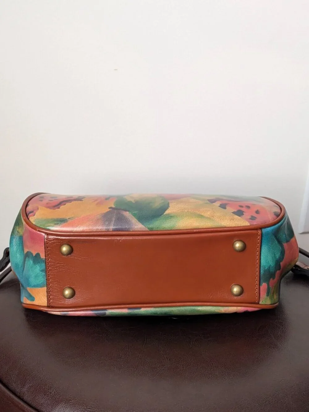 Patricia Nash Watercolor Butterfly Leather Satchel Bag Hand‑Painted 100% Leather